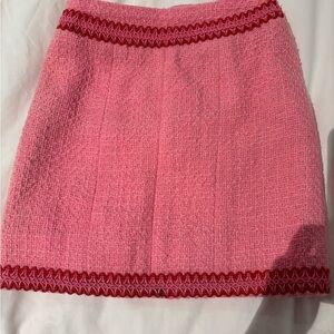 CHANEL Pink Textured Mini Skirt with Decorative Trim